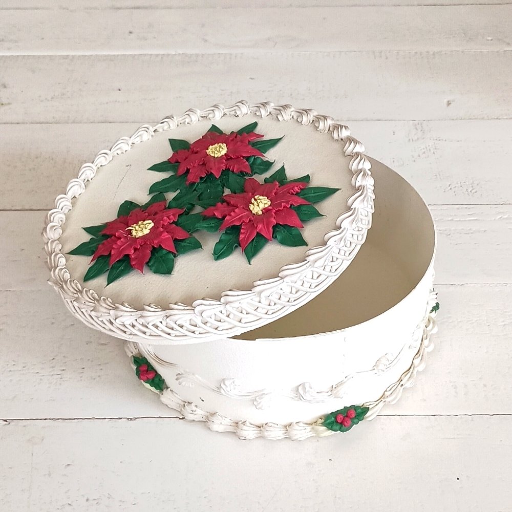 Vintage Poinsettia Mini Hat Box